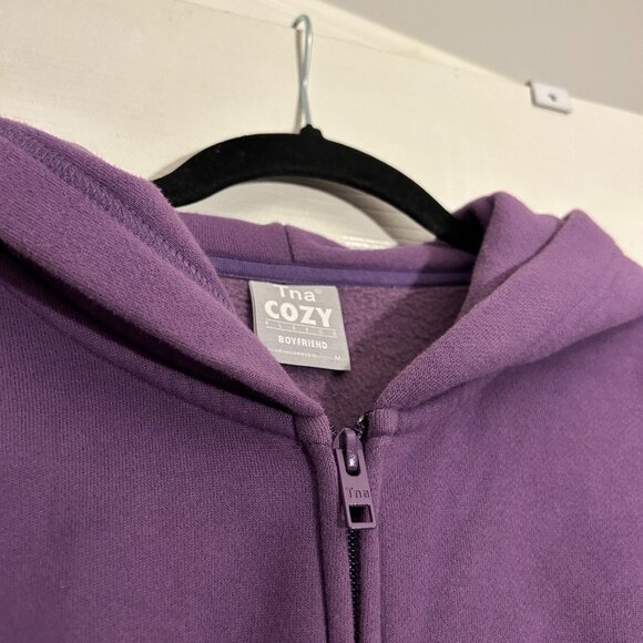TNA Cozy Boyfriend Fleece Boxy Zip Hoodie (Aritzia) - Picture 3 of 4